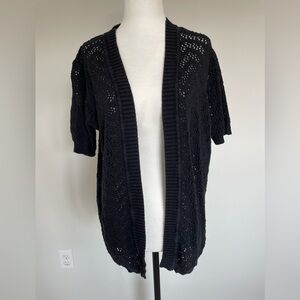 Classic Editions Short Sleeve Knit Black Cardigan Sweater - Size Large